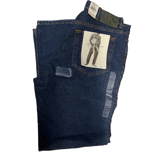 New With Tags Calvin Kline Dark Blue Denim Jeans 36” x 32 Sold - Picture 1 of 10